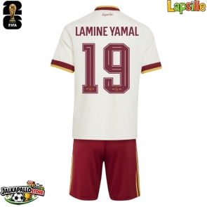 Espanja Lamine Yamal #19 Vieraspaita Lapsille MM-kisat 2026 Lyhythihainen (+ shortsit)
